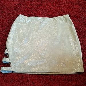 Express silver shiny mini skirt